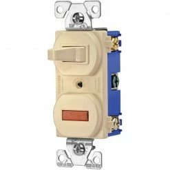 Eaton Light Switches 15-Amp Illuminated Toggle Light Switch, Ivory