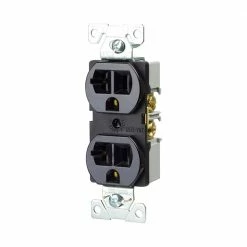 Eaton Electrical Outlets 20-Amp Commercial Duplex Outlet, Black
