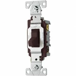 Eaton Light Switches 20-Amp 3-Way Toggle Light Switch, Brown