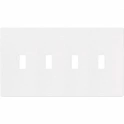 Eaton Wall Plates 4-Gang White Toggle Screwless Midsize Wall Plate