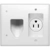 Eaton Wall Plates 2-Gang Cable Access Specialty Recessed Wall Plate ', White