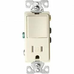 Eaton Electrical Outlets 15-Amp Tamper Resistant Residential/Commercial Decorator Outlet/Switch, Light Almond