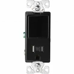 Eaton Electrical Outlets 15-Amp Tamper Resistant Residential/Commercial Decorator Switch Outlet, Black