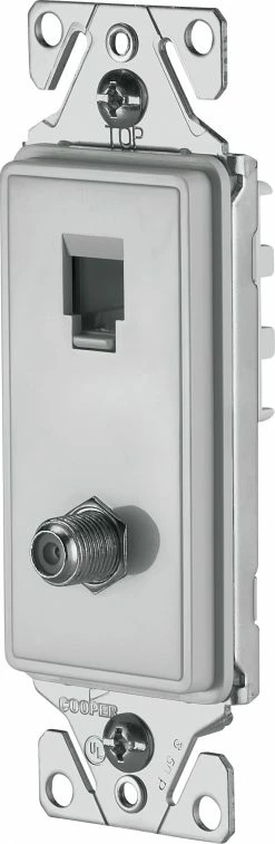 Eaton Wall Plates 1-Gang Phone Wall Plate, White Satin