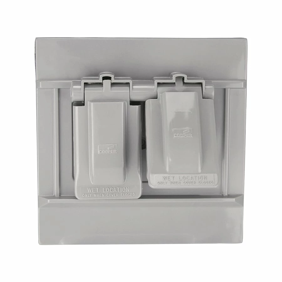 Eaton Electrical Outlet Covers Non-Metallic Gray 2-Outlet Weatherproof Electrical Outlet Cover 1 Eaton Electrical Outlet Covers Non-Metallic Gray 2-Outlet Weatherproof Electrical Outlet Cover