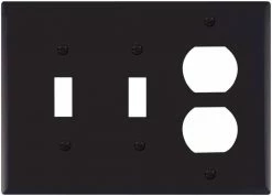 Eaton Wall Plates 3-Gang Midsize Toggle/Duplex Wall Plate, Black