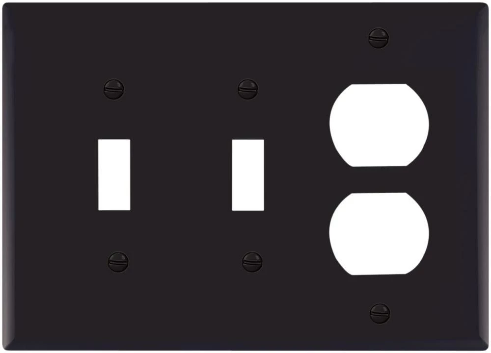 Eaton Wall Plates 3-Gang Midsize Toggle/Duplex Wall Plate, Black 1 Eaton Wall Plates 3-Gang Midsize Toggle/Duplex Wall Plate, Black