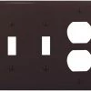 Eaton Wall Plates 3-Gang Midsize Toggle/Duplex Wall Plate, Brown