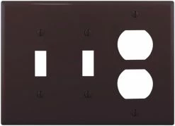 Eaton Wall Plates 3-Gang Midsize Toggle/Duplex Wall Plate, Brown