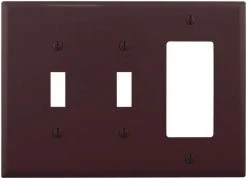 Eaton Wall Plates 3-Gang Midsize Toggle/Decorator Wall Plate, Brown