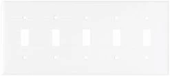 Eaton Wall Plates 5-Gang Toggle Wall Plate, White