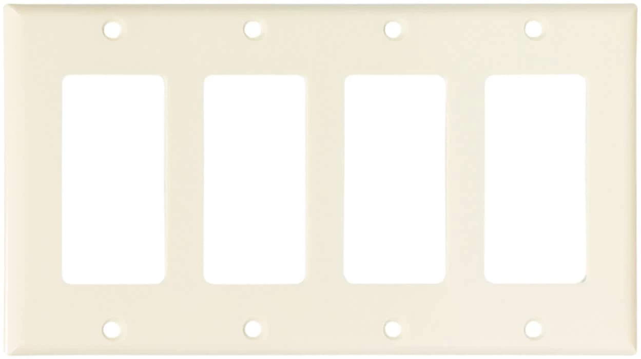 Eaton Wall Plates 4-Gang Decorator Wall Plate, Light Almond 1 Eaton Wall Plates 4-Gang Decorator Wall Plate, Light Almond
