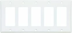 Eaton Wall Plates 5-Gang Decorator Wall Plate, White