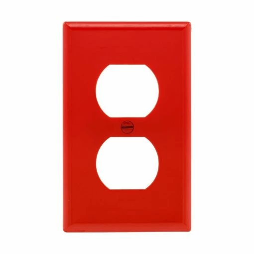 Eaton Wall Plates 1-Gang Standard Duplex Wall Plate, Red -Eaton Outlet Store 00813542