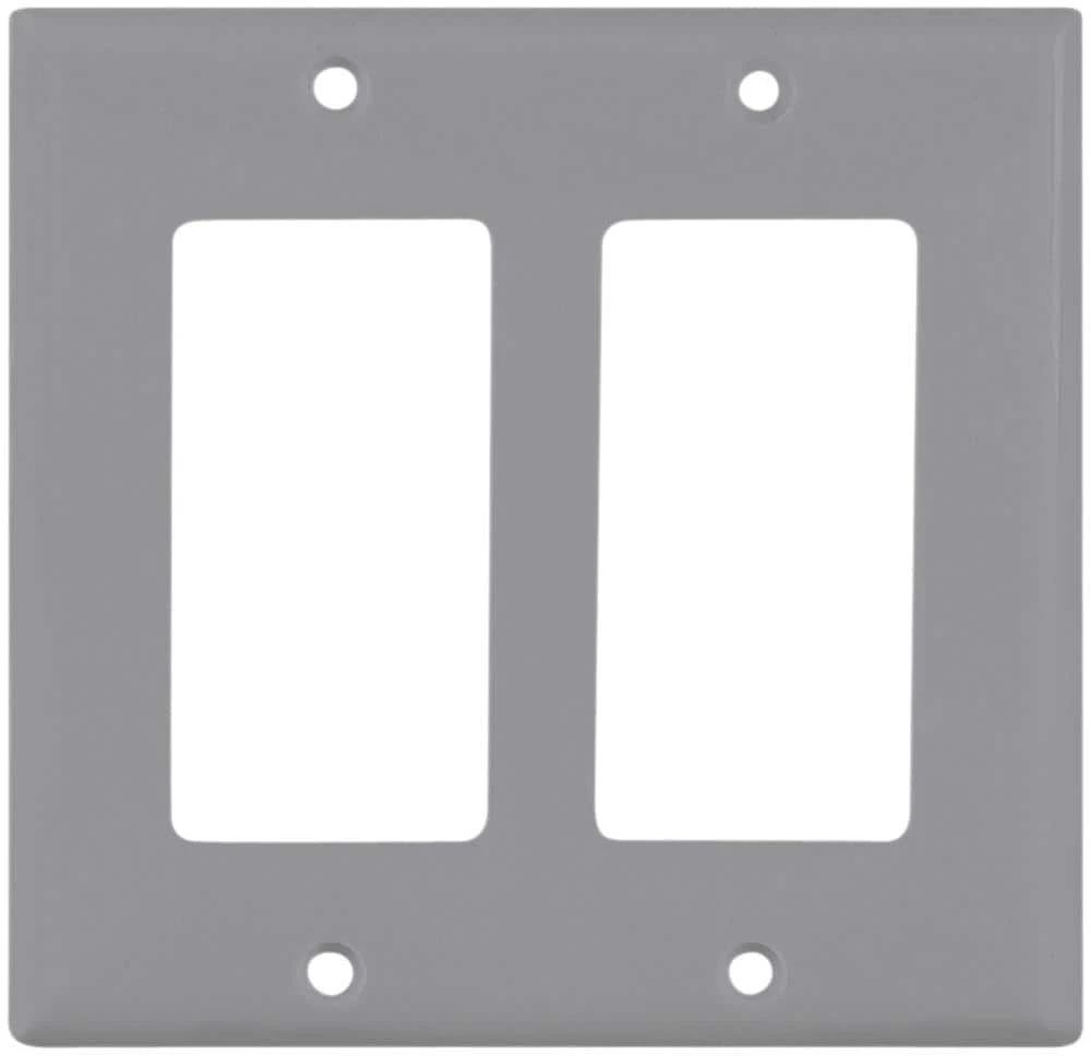 Eaton Wall Plates 2-Gang Standard Decorator Wall Plate, Gray 1 Eaton Wall Plates 2-Gang Standard Decorator Wall Plate, Gray