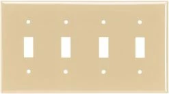 Eaton Wall Plates 4-Gang Toggle Wall Plate, Ivory