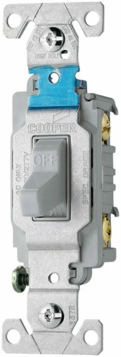 Eaton Light Switches 15-Amp Double Pole Toggle Light Switch, Gray