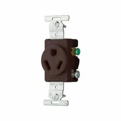 Eaton Electrical Outlets 20-Amp Commercial Round Outlet, Brown