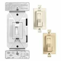 Eaton Light Dimmers Single-Pole/3-Way LED Toggle Light Dimmer, White, Light Almond, Ivory
