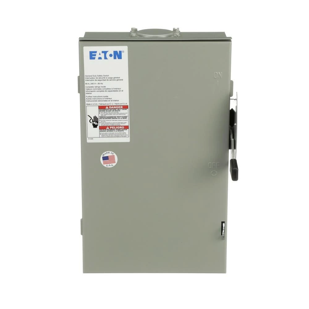 Eaton Electrical Disconnects 60-Amp 2-Pole Non-Fusible General Safety Switch Disconnect 1 Eaton Electrical Disconnects 60-Amp 2-Pole Non-Fusible General Safety Switch Disconnect