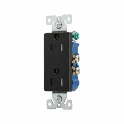 Eaton Electrical Outlets 15-Amp Residential Decorator Outlet, Black -Eaton Outlet Store 09535140