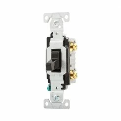 Eaton Light Switches 20-Amp Toggle Light Switch, Black -Eaton Outlet Store 09535144