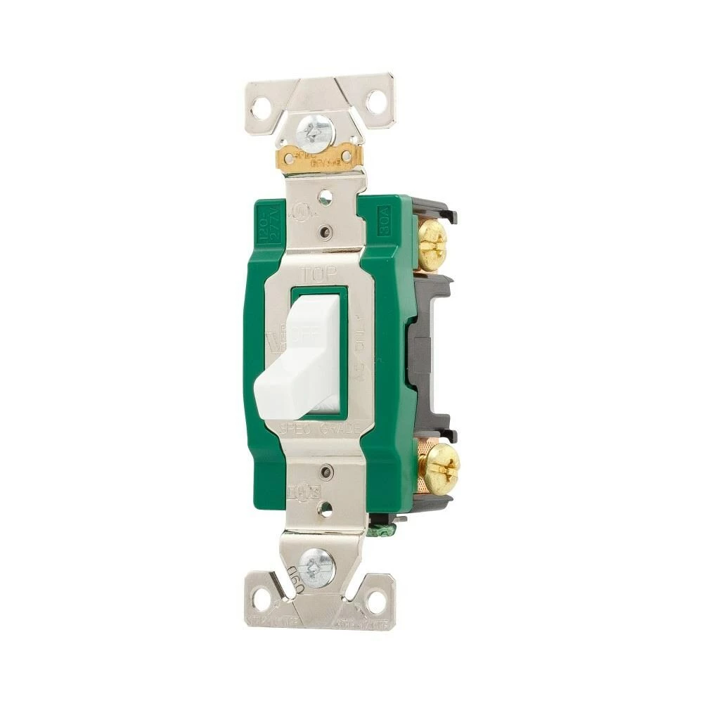 Eaton Light Switches 30-Amp Single-Pole Toggle Light Switch, White 2 Eaton Light Switches 30-Amp Single-Pole Toggle Light Switch, White - Image 2