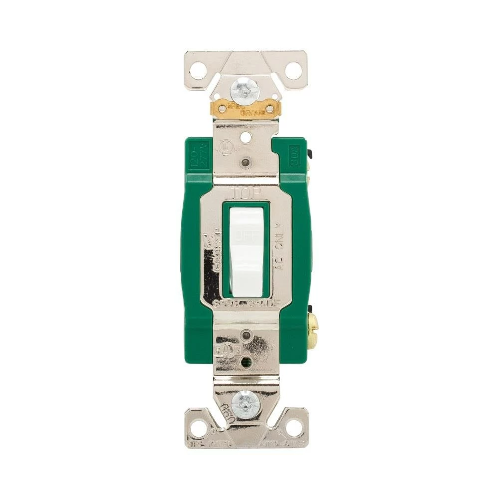 Eaton Light Switches 30-Amp Single-Pole Toggle Light Switch, White 1 Eaton Light Switches 30-Amp Single-Pole Toggle Light Switch, White