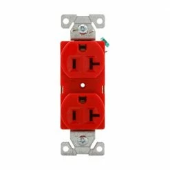 Eaton Electrical Outlets 20-Amp Commercial Duplex Outlet, Red