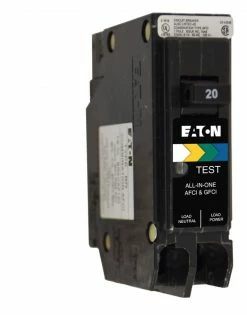 Eaton Circuit Breakers Type BR 20-amp 1-Pole Dual Function AFCI/GFCI Plug-On Neutral Circuit Breaker