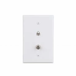 Eaton Wall Plates 1-Gang Coaxial Midsize Wall Plate, White