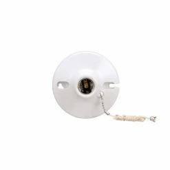 Eaton Light Sockets Plastic Pull Chain Ceiling Socket, White