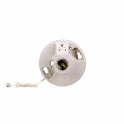 Eaton Light Sockets Porcelain Pull Chain Ceiling Socket, White