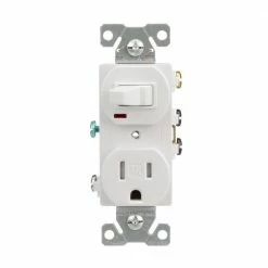 Eaton Electrical Outlets 15-Amp Tamper Resistant Residential/Commercial Duplex Switch Outlet, White