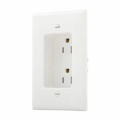 Eaton Electrical Outlets 15-Amp Tamper Resistant Recessed Residential Decorator Outlet with Wall Plate, White