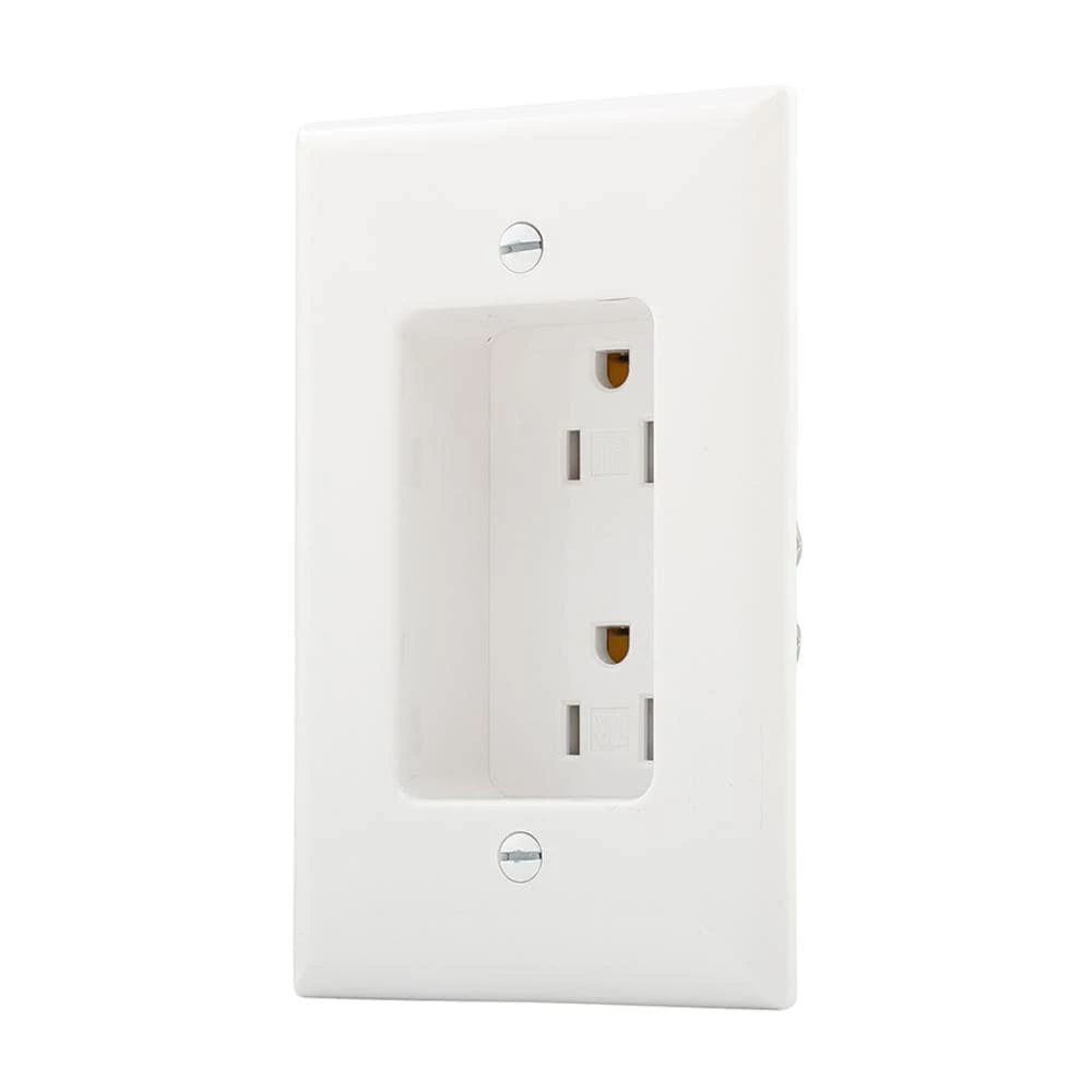 Eaton Electrical Outlets 15-Amp Tamper Resistant Recessed Residential Decorator Outlet with Wall Plate, White 1 Eaton Electrical Outlets 15-Amp Tamper Resistant Recessed Residential Decorator Outlet with Wall Plate, White
