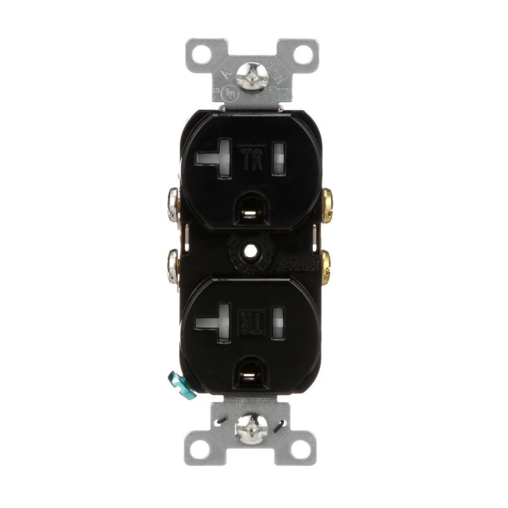 Eaton Electrical Outlets 20-Amp Tamper Resistant Commercial Duplex Outlet, Black 1 Eaton Electrical Outlets 20-Amp Tamper Resistant Commercial Duplex Outlet, Black
