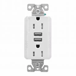 Eaton Electrical Outlets 15-Amp Tamper Resistant Residential/Commercial Decorator USB Outlet Dual Type A, White