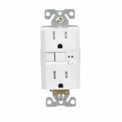 Eaton Electrical Outlets 15-Amp Tamper Resistant Audible Alarm GFCI Residential Decorator Outlet, White