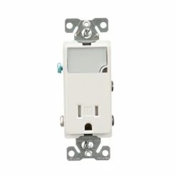 Eaton Electrical Outlets 15-Amp Tamper Resistant Residential Decorator Outlet with Night Light, White