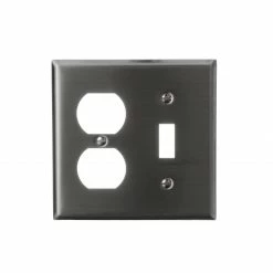 Eaton Wall Plates 2-Gang Standard Toggle/Duplex Wall Plate, Stainless Steel