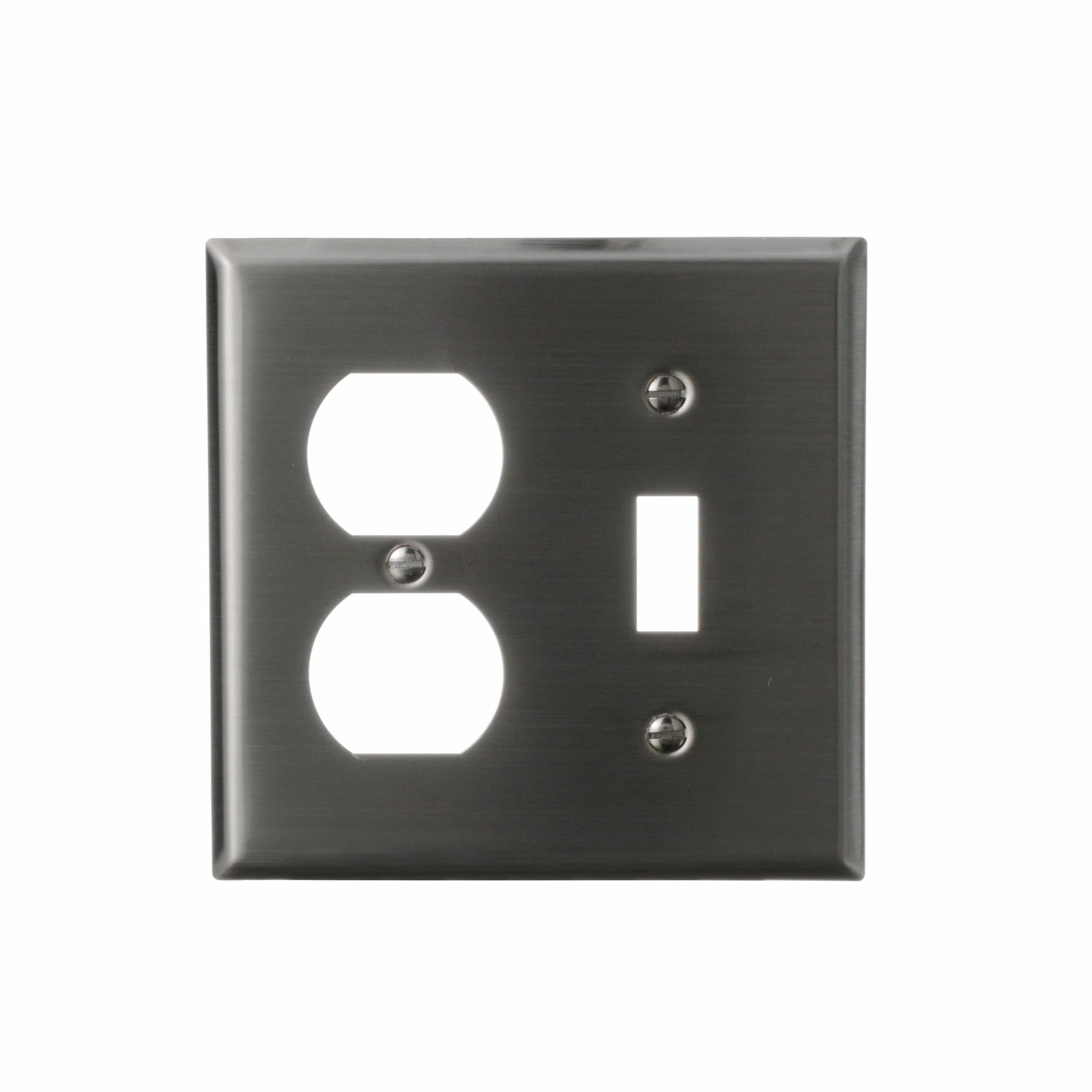 Eaton Wall Plates 2-Gang Standard Toggle/Duplex Wall Plate, Stainless Steel 1 Eaton Wall Plates 2-Gang Standard Toggle/Duplex Wall Plate, Stainless Steel
