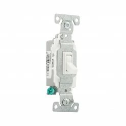 Eaton Light Switches 15-Amp Single-Pole Toggle Light Switch, White