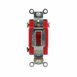 Eaton Light Switches 20-Amp Single-Pole Pilot Light Toggle Light Switch, Red
