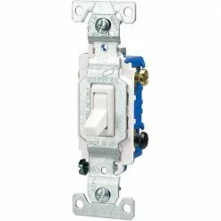 Eaton Light Switches 15-Amp 3-Way Illuminated Toggle Light Switch, White