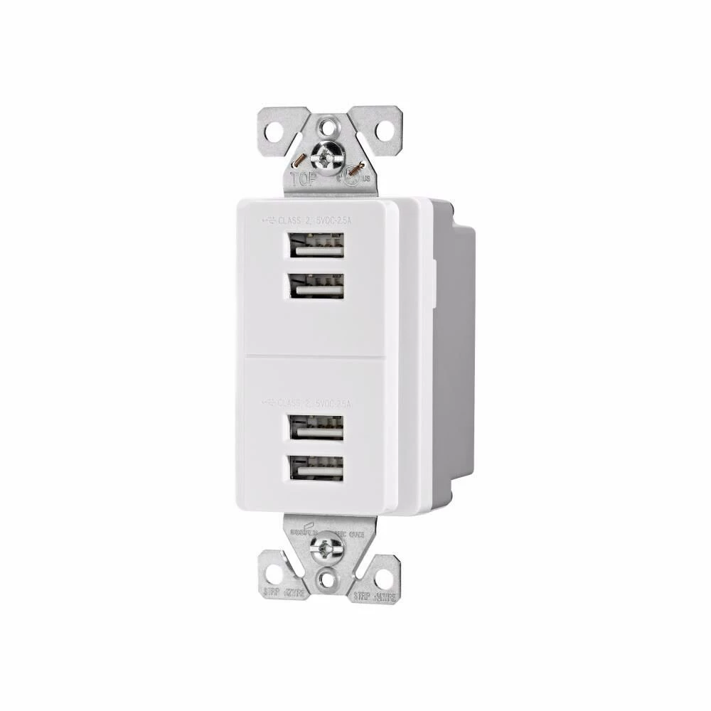 Eaton Electrical Outlets 5-Amp Residential/Commercial Decorator Full USB, White 2 Eaton Electrical Outlets 5-Amp Residential/Commercial Decorator Full USB, White - Image 2