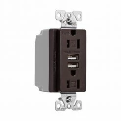 Eaton Electrical Outlets 15-Amp Tamper Resistant Residential/Commercial Decorator USB Outlet Dual Type A, Oil-Rubbed Bronze -Eaton Outlet Store 15700535