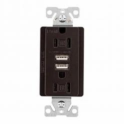 Eaton Electrical Outlets 15-Amp Tamper Resistant Residential/Commercial Decorator USB Outlet Dual Type A, Oil-Rubbed Bronze