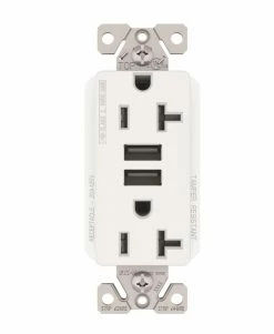 Eaton Electrical Outlets 20-Amp Tamper Resistant Residential/Commercial Decorator USB Outlet, White