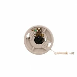Eaton Light Sockets Porcelain Pull Chain Ceiling Socket, White -Eaton Outlet Store 15768612